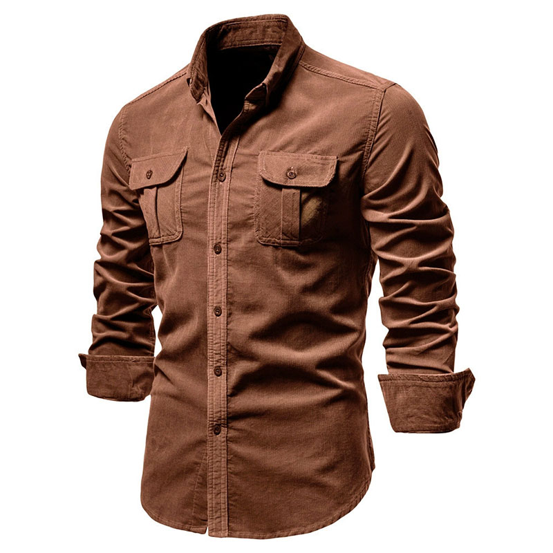 Corduroy Button Up Shirt Men - Męska koszula-kurtka z sztruksu, klasyczna zapinana