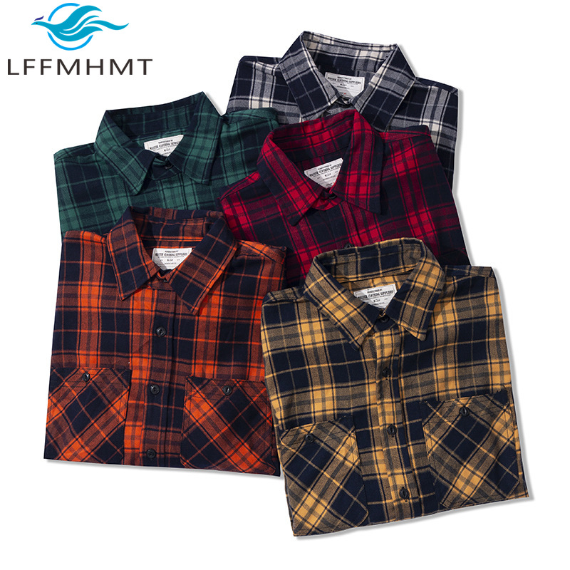 Flannel Plaid Shirt Heavy Weight - Męska klasyczna koszula flanelowa na jesień