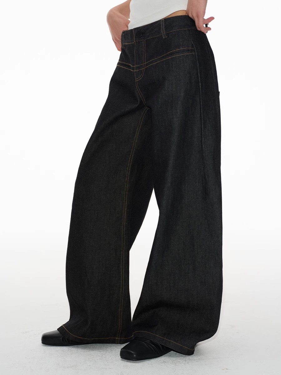 Jeans - Damskie jeansy vintage baggy z niską