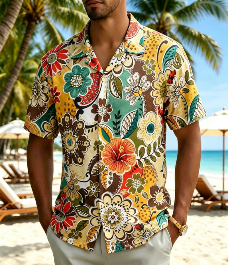 Vintage Hawaiian Floral Shirt - Męska koszula w stylu vintage boho