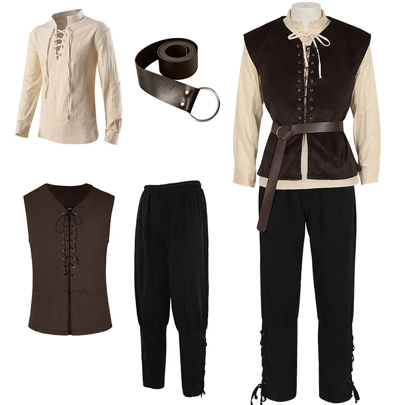Medieval Gothic Lace Up Pirate Shirt - Koszule Średniowieczne Gotyckie Steampunkowe Wiktoriańskie Pirackie