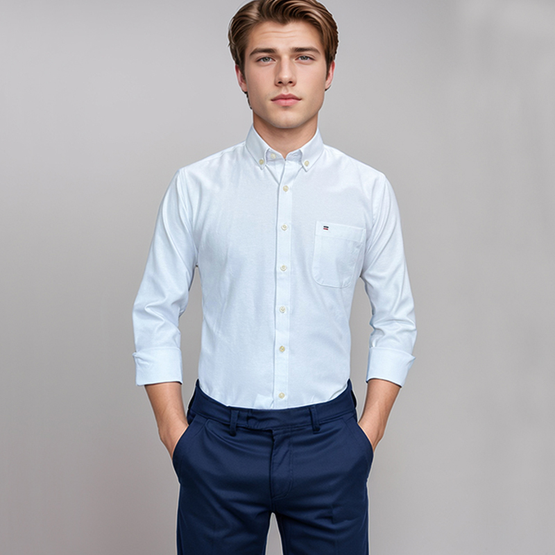 Oxford Cotton Casual Shirt Business - Męska 100% bawełniana koszula z długim