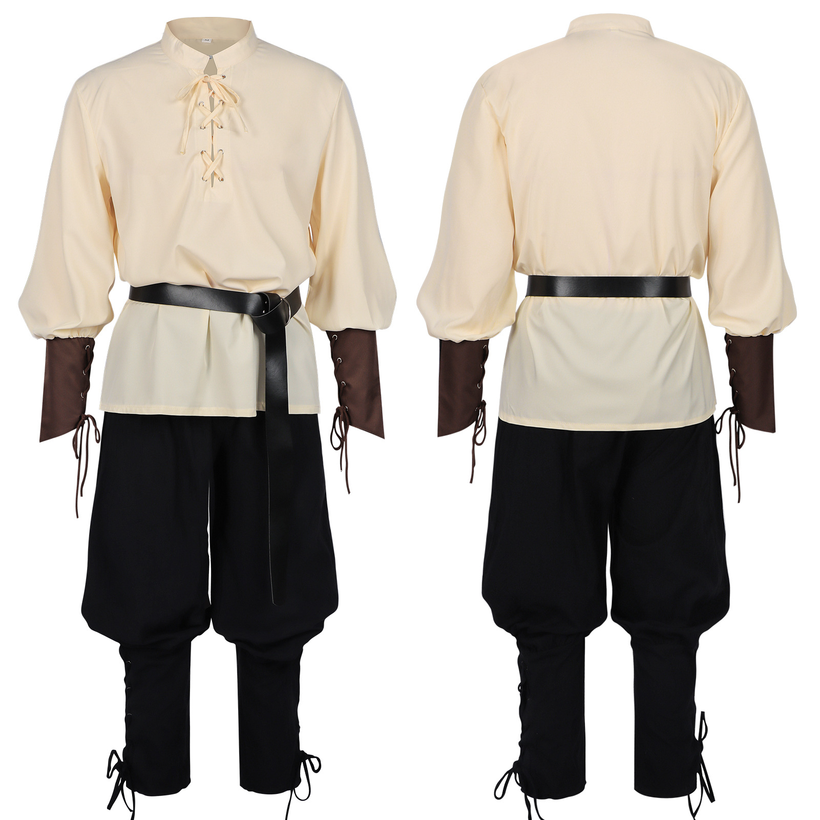 Medieval Gothic Lace Up Pirate Shirt - Męska koszula średniowieczna renesansowa LARP z