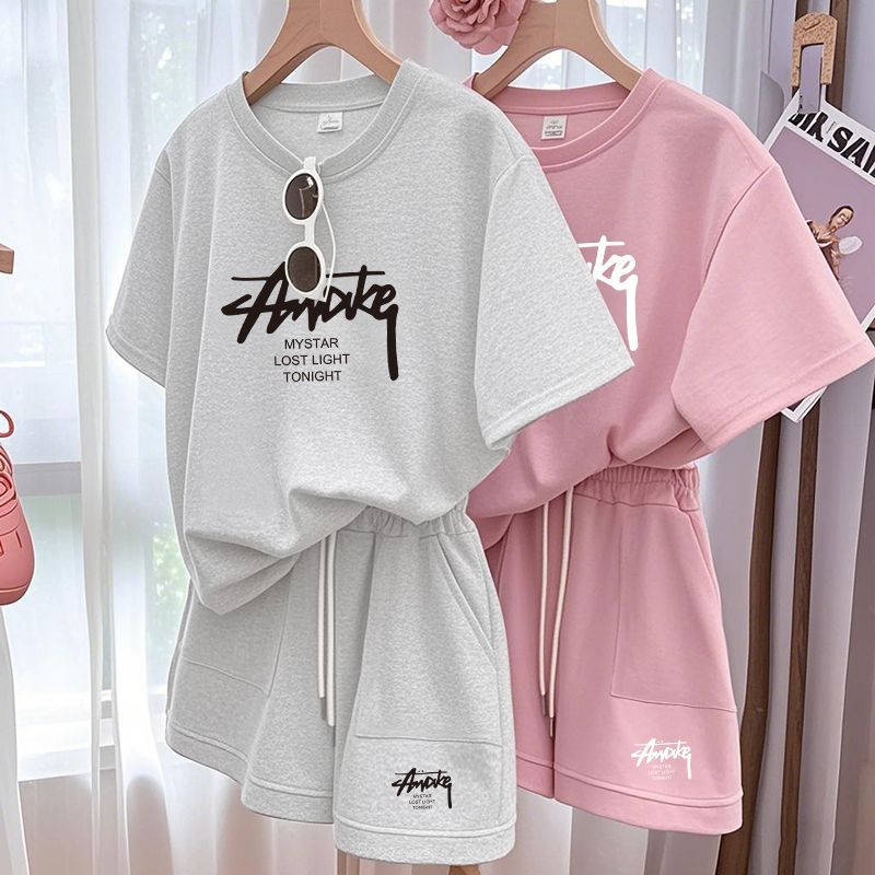 T-Shirts - Nowy damski zestaw plus size, dwuczęściowy