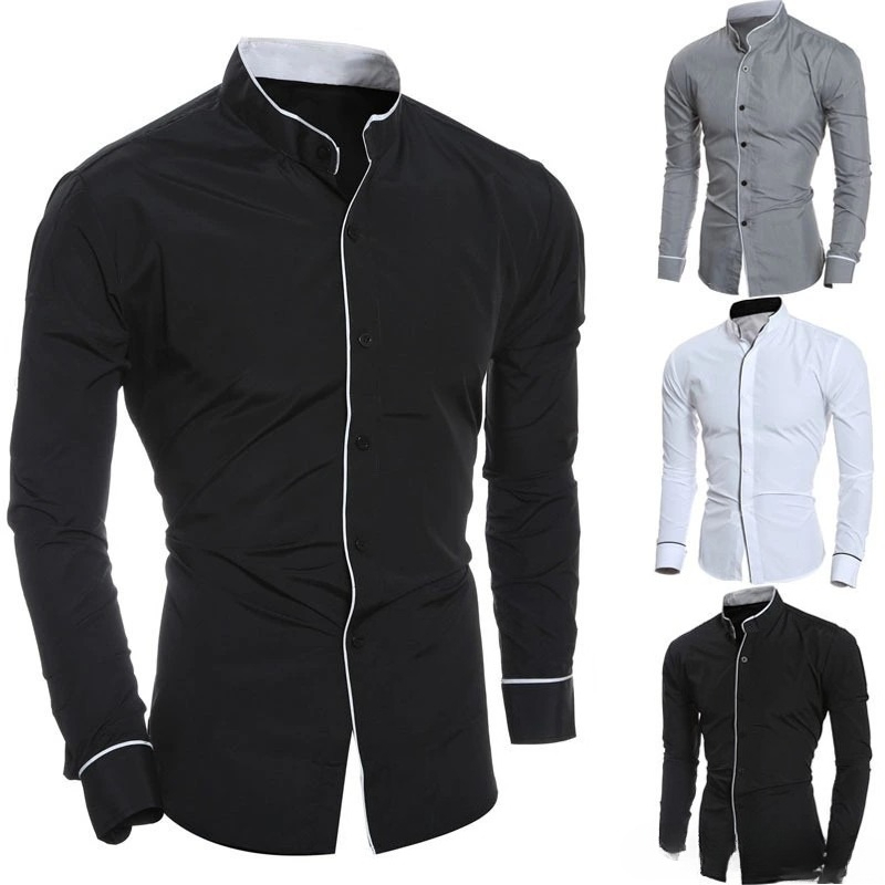 Męskie koszule slim fit z dług – Mandarin Collar Formal Shirt Slim Fit recenzja i cena