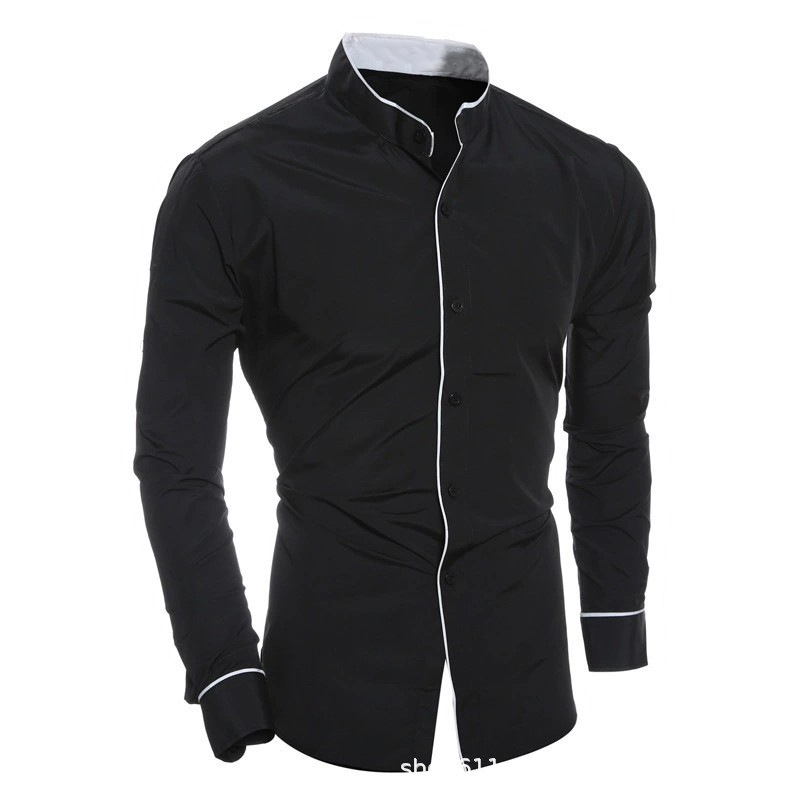 Męskie koszule slim fit z dług – Mandarin Collar Formal Shirt Slim Fit recenzja i cena