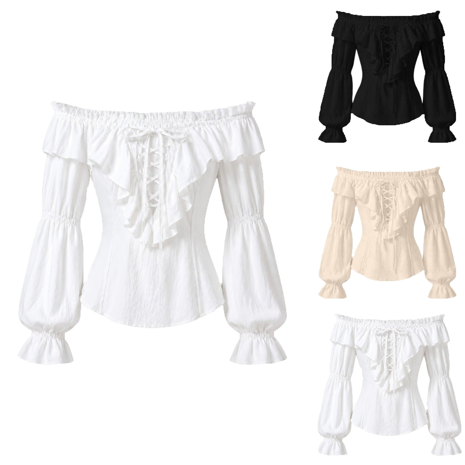 Damska koszula piracka w stylu – Medieval Gothic Lace Up Pirate Shirt recenzja i cena