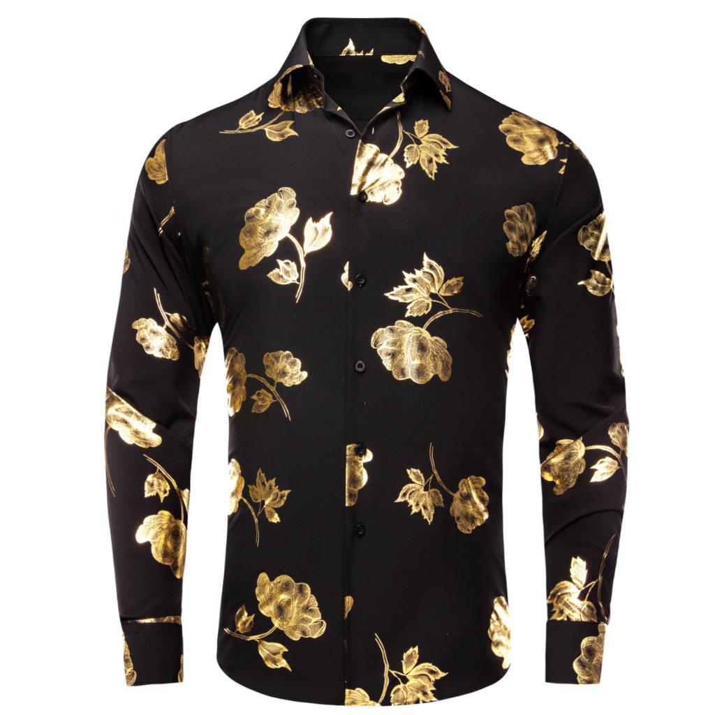 Hi-Tie czarne złoty jedwab męs – Mens Satin Silk Dress Shirt recenzja i cena