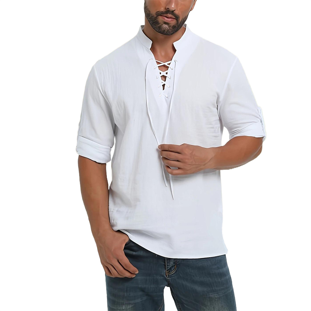 Męska koszula piracka na wiosn – Medieval Gothic Lace Up Pirate Shirt recenzja i cena