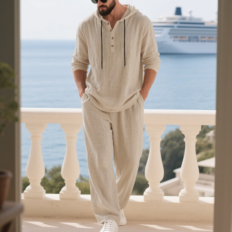 Męski lniany garnitur na jesie – Mens Linen Shirt Long Sleeve recenzja i cena