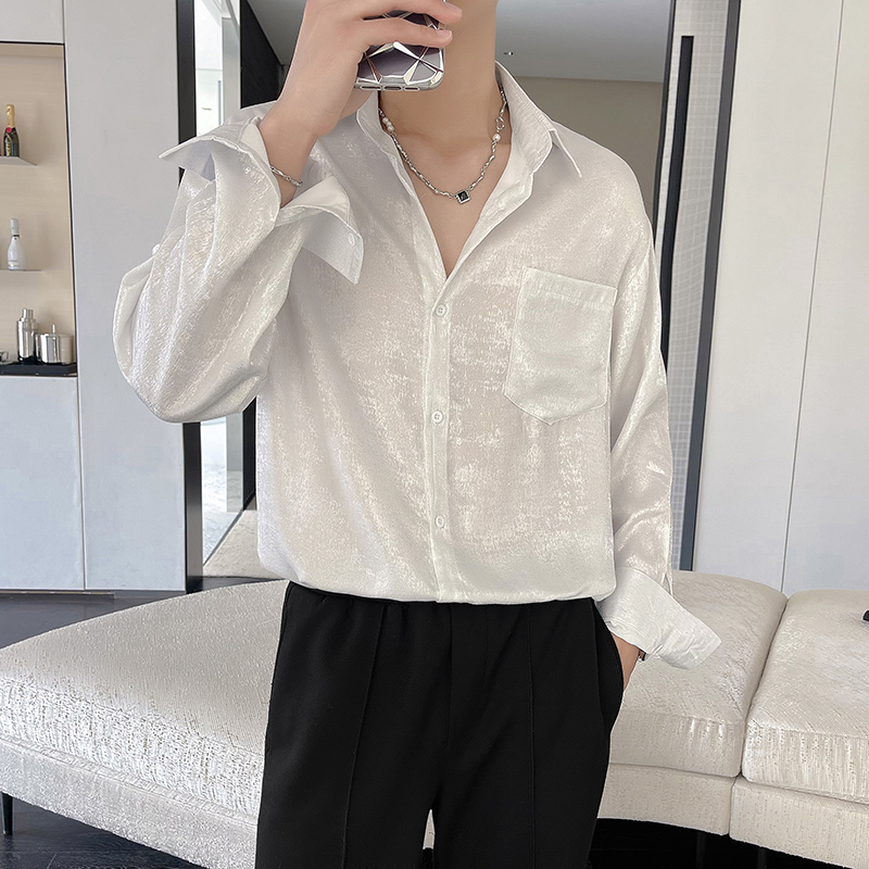 Seksowne jedwabne satynowe kos – Mens Satin Silk Dress Shirt recenzja i cena