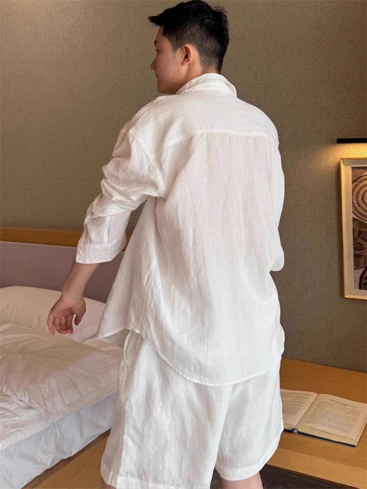 Lekki, oddychający zestaw kosz – Mens Linen Shirt Long Sleeve recenzja i cena