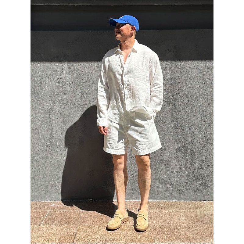 Lekki luksusowy męski lniany z – Mens Linen Shirt Long Sleeve recenzja i cena