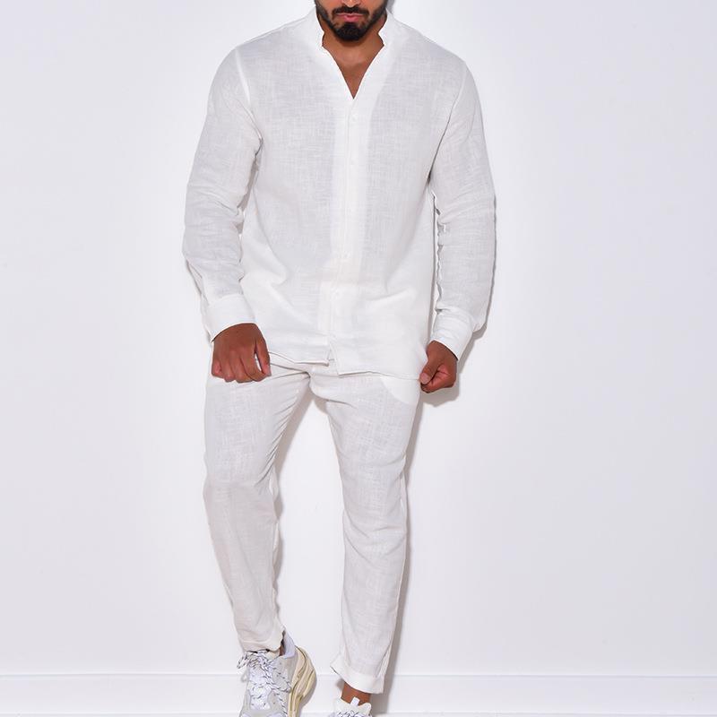 Męskie zestawy Lniany wiosenny – Mens Linen Shirt Long Sleeve recenzja i cena