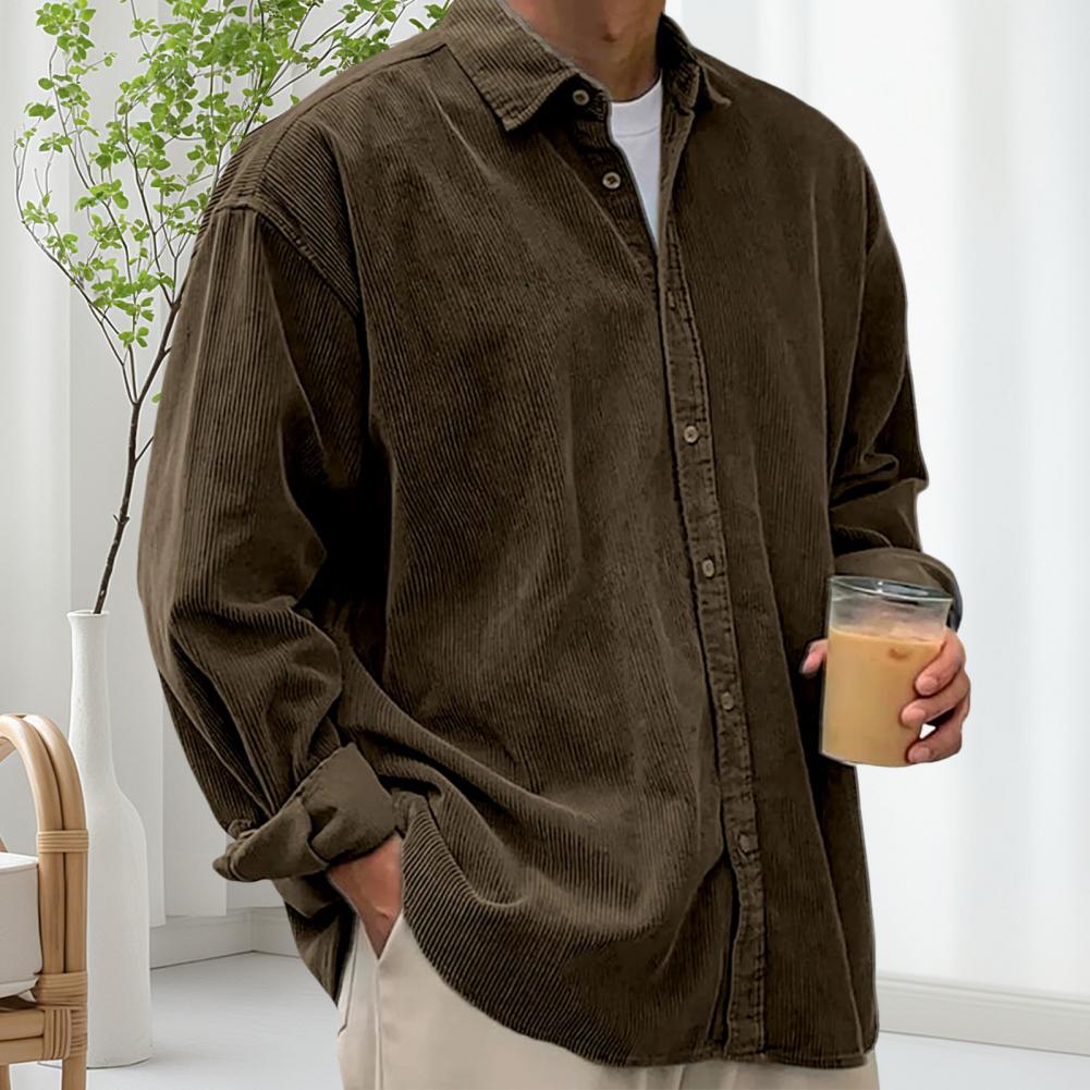 Męskie koszule casualowe na ze – Corduroy Button Up Shirt Men recenzja i cena
