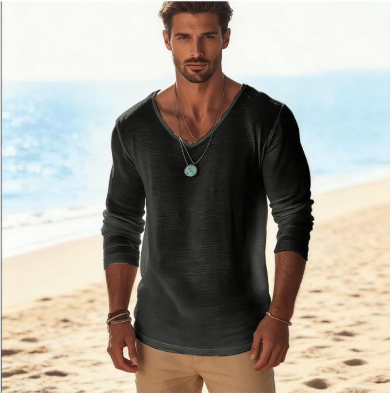 Męska koszulka z długim rękawe – Mens Linen Shirt Long Sleeve recenzja i cena