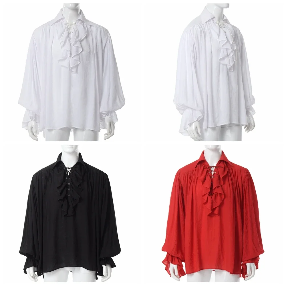 Męska koszula piracka, koszula – Medieval Gothic Lace Up Pirate Shirt recenzja i cena