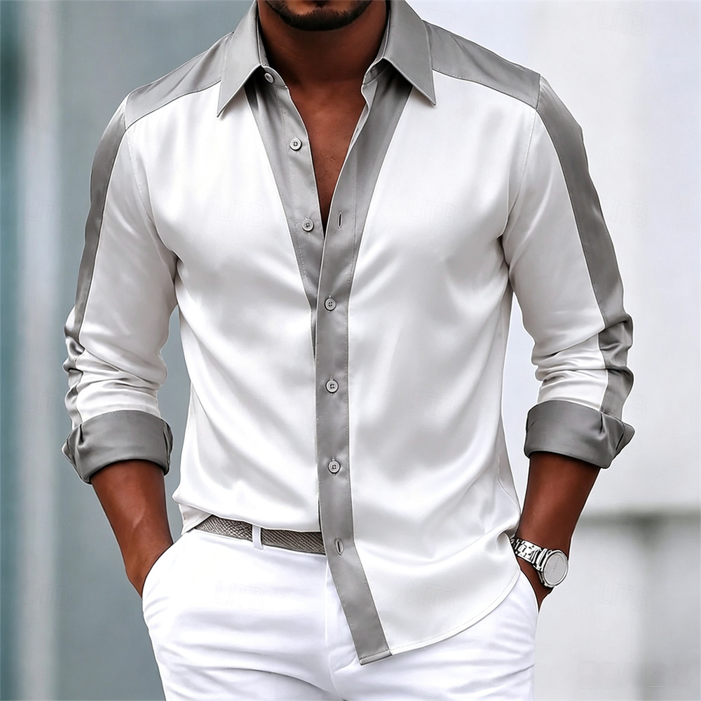 Koszula męska, koszula satynow – Mens Satin Silk Dress Shirt recenzja i cena