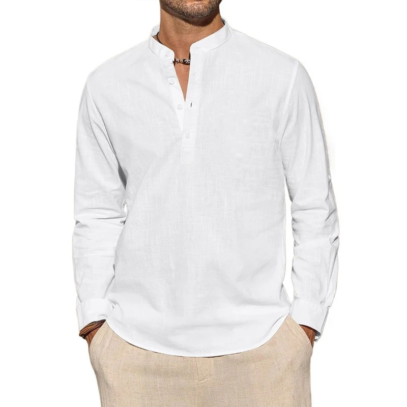 Męskie koszulki z długim rękaw – Mens Linen Shirt Long Sleeve recenzja i cena