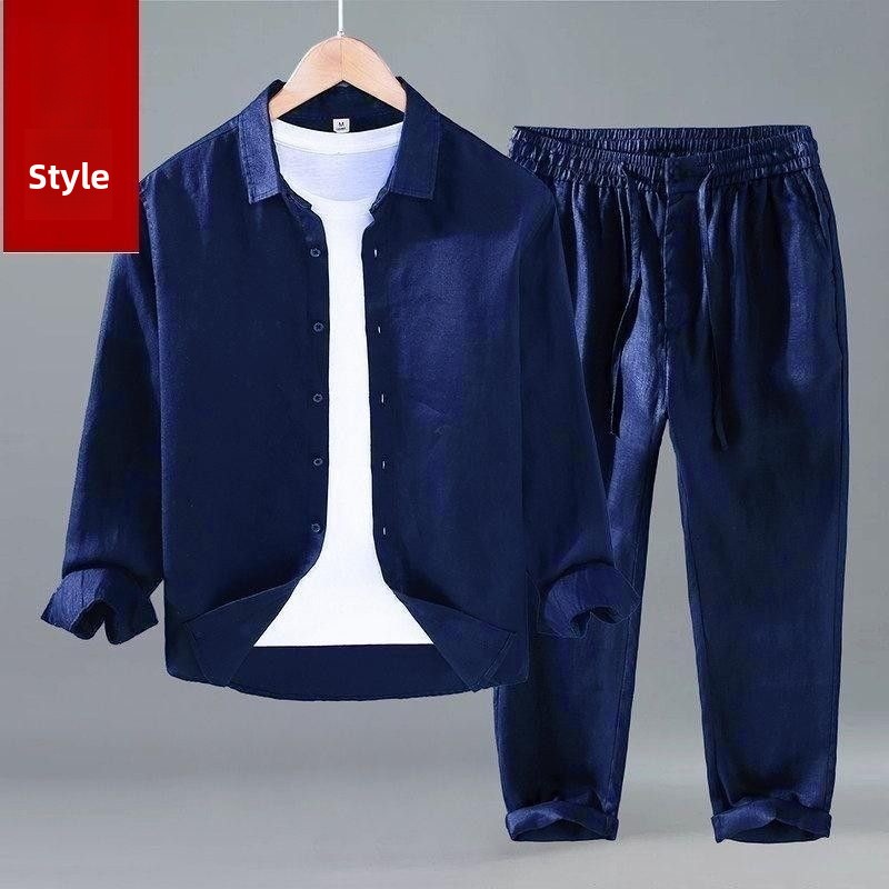Luźny lniany męski zestaw casu – Mens Linen Shirt Long Sleeve recenzja i cena