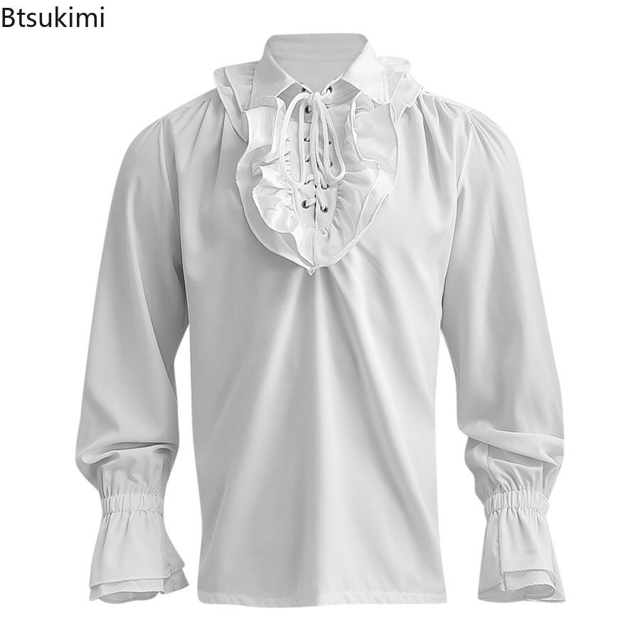 Męska średniowieczna renesanso – Medieval Gothic Lace Up Pirate Shirt recenzja i cena